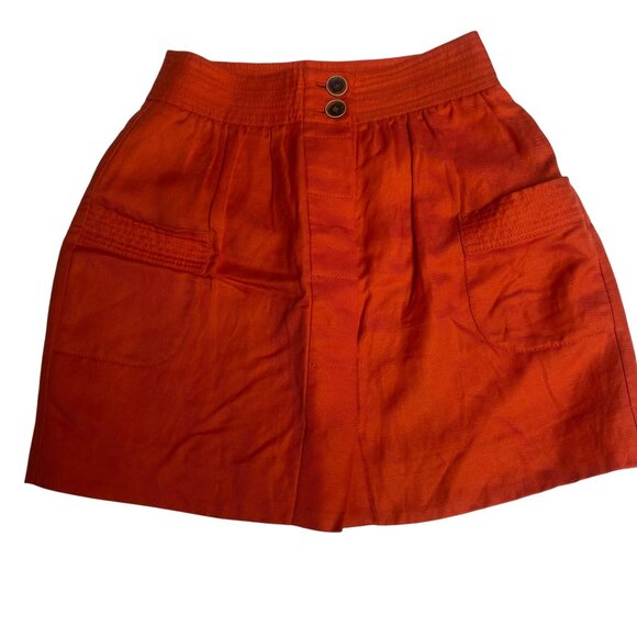 J.Crew Womens Orange Linen Blend Mini Skirt With Pockets Size 2 - Picture 2 of 7